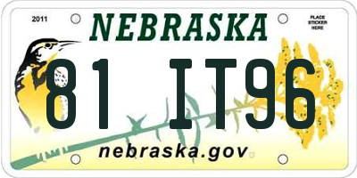 NE license plate 81IT96