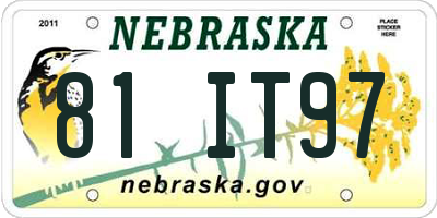 NE license plate 81IT97