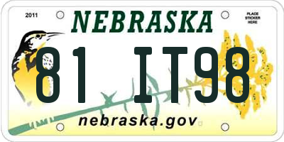 NE license plate 81IT98