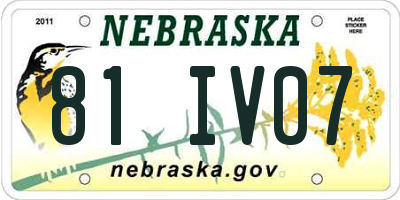 NE license plate 81IV07