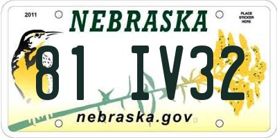 NE license plate 81IV32
