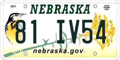 NE license plate 81IV54