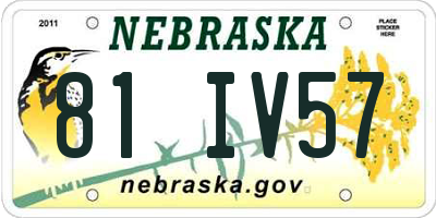 NE license plate 81IV57