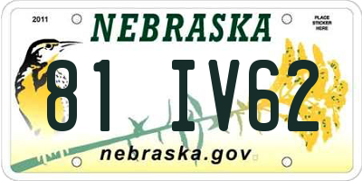 NE license plate 81IV62