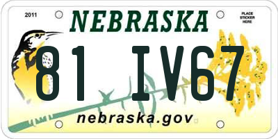 NE license plate 81IV67