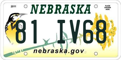 NE license plate 81IV68
