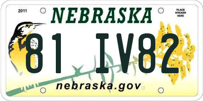 NE license plate 81IV82