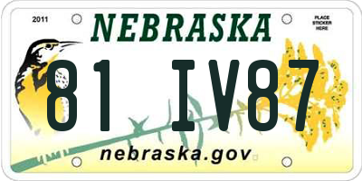 NE license plate 81IV87