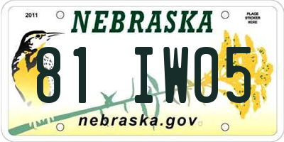 NE license plate 81IW05