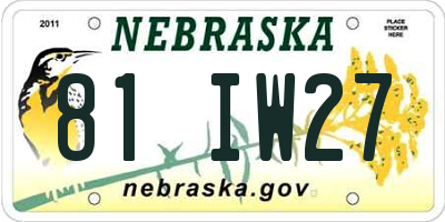 NE license plate 81IW27