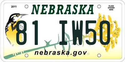 NE license plate 81IW50