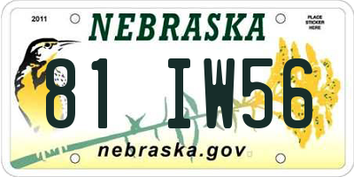 NE license plate 81IW56