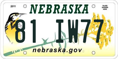 NE license plate 81IW77