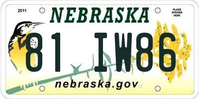 NE license plate 81IW86