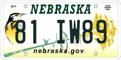 NE license plate 81IW89