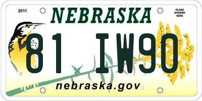 NE license plate 81IW90