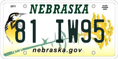 NE license plate 81IW95