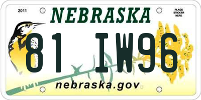 NE license plate 81IW96