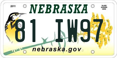 NE license plate 81IW97