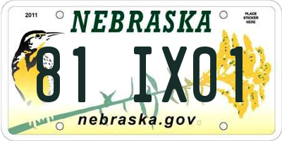NE license plate 81IX01
