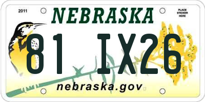 NE license plate 81IX26