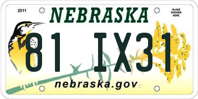 NE license plate 81IX31