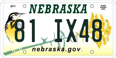 NE license plate 81IX48