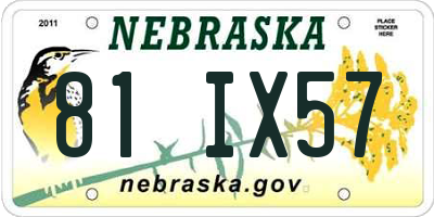 NE license plate 81IX57