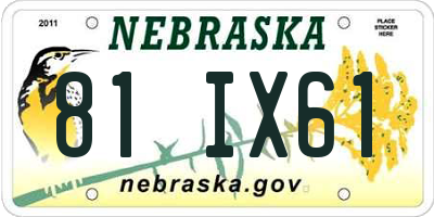 NE license plate 81IX61