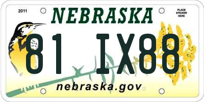 NE license plate 81IX88
