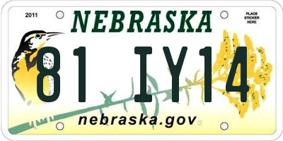 NE license plate 81IY14