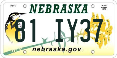 NE license plate 81IY37