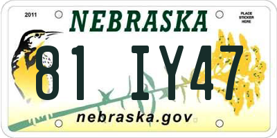 NE license plate 81IY47