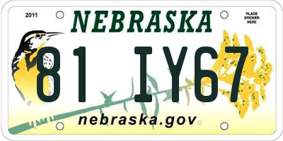 NE license plate 81IY67