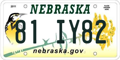 NE license plate 81IY82
