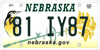 NE license plate 81IY87