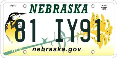 NE license plate 81IY91