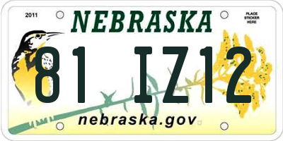 NE license plate 81IZ12