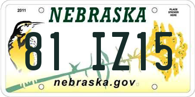 NE license plate 81IZ15