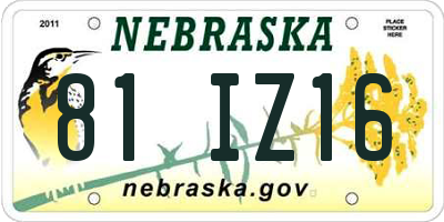 NE license plate 81IZ16