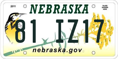 NE license plate 81IZ17
