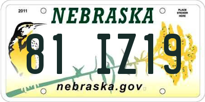 NE license plate 81IZ19