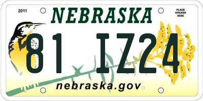 NE license plate 81IZ24