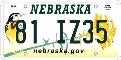 NE license plate 81IZ35