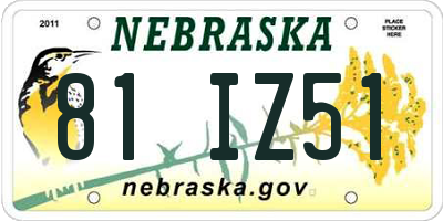 NE license plate 81IZ51