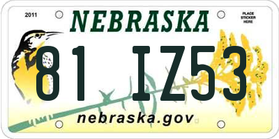 NE license plate 81IZ53