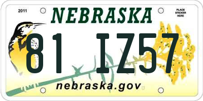 NE license plate 81IZ57
