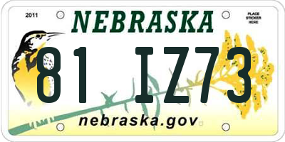 NE license plate 81IZ73