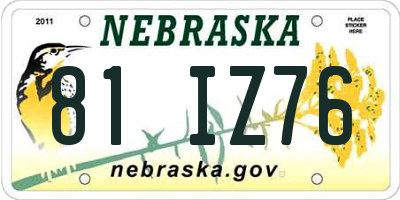 NE license plate 81IZ76