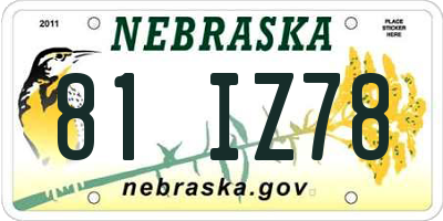 NE license plate 81IZ78